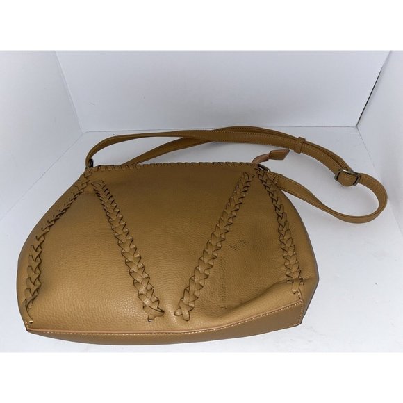 LOVE ONE LOVE ALL WOMENS PURSE BAG Sun Tan LEATHER LARGE TASSEL BRAIDED - Picture 3 of 11